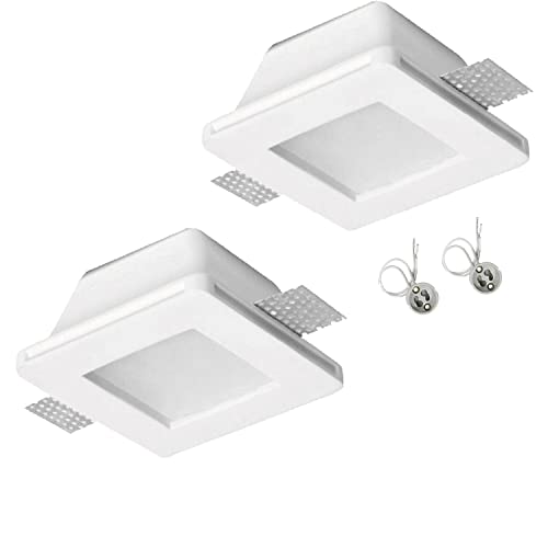 AOMEX 2 unidades portafoco cuadrado de yeso con cristal para focos GU10 y GU5.3 (2 unidades) Cover