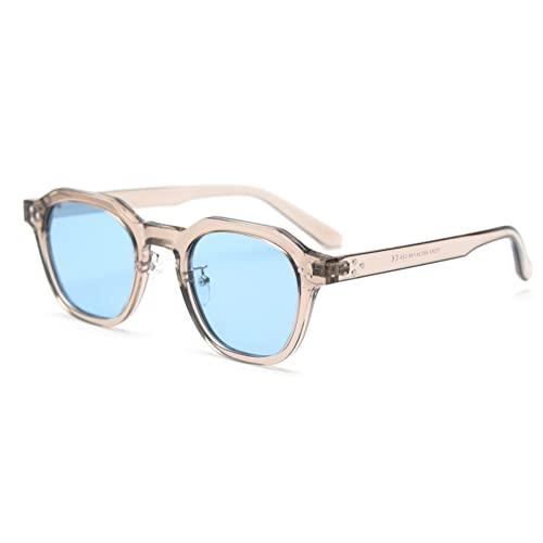 kachawoo TR90 Polarisierte Sonnenbrille für Frauen Mens Square Polygon Retro Vintage Sonnenbrille Dicker Rahmen Luxus Brand Design Brillen (khaki gray blue)