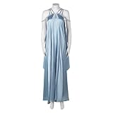 Queen-Inspired Galactic Heroine Costume Padme Dress Blue Polyester Long Gown for Cosplay Halloween Carnival