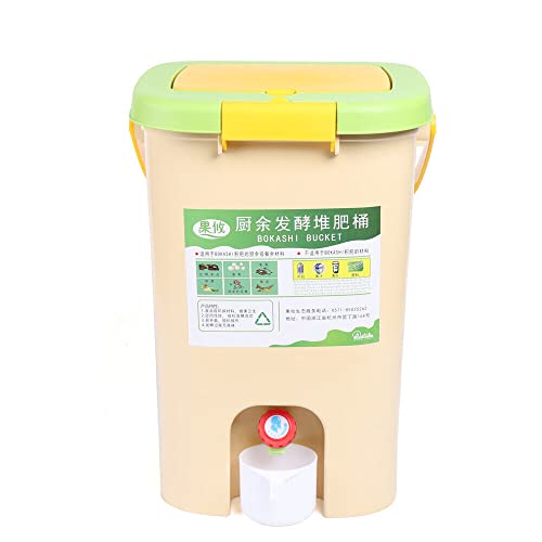 RABEEXP 21L Recycle Composter Aerated Compost Bin for Kitchen 5 Gallon Bokashi Bucket Kitchen Food Waste 28.5x28.5x42cm/11.22x11.22x16.53inch