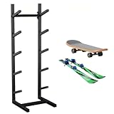 スケートボード ラック、スノーボード ラック/ケートボード ラック/サーフボード スタンド・玄関収納/ヨガマット/スノーボード ラック/組み立てが簡単/収納しやすく省スペース| ロングボード・ショートボード兼用|3色マルチサイズ(Size:6層,Color:ブラック)