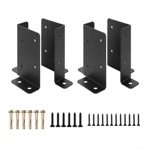 Anclajes de cubierta de valla y soporte de base de poste ajustable negro para madera 4x4 2