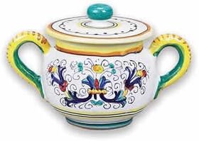 Arte D'Italia Imports Hand Painted Ricco Sugar Bowl - Handmade in Deruta