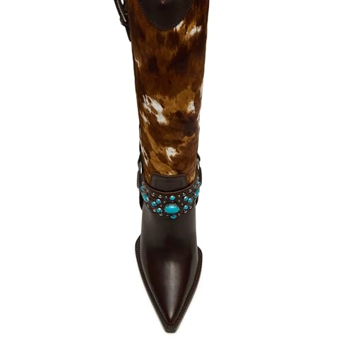 Western Cowboy boots for Women Pointed Toe Cowgirl Knee High Boots Pull on Retro Chunky Heels Country Concerts Shoes4