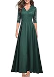 REPHYLLIS Women's V Neck Lace Formal Evening Wedding Long Dress Green S