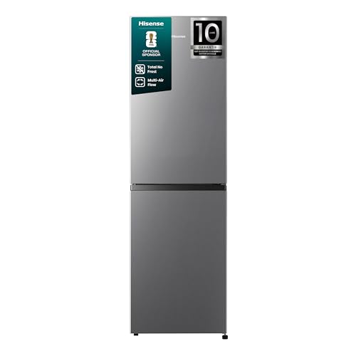 Hisense RB327N4ADD Kühl-Gefrier-Kombination, EEK D, Total NoFrost, wechselbarer Türanschlag, Flaschengitter, 171 Liter Kühlteil, 85 Liter Gefrierteil, Inox Look