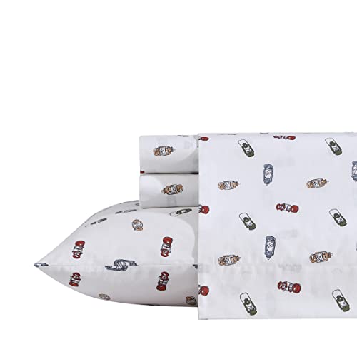 Eddie Bauer Lenzuola Doppie, Percalle Di Cotone, Fresco, Arredamento Per La Casa (Explore Lanterna Bianco, 3 Pezzi, Twin) - 2