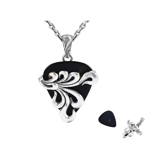 Guitar Pick Holder Necklace with 3pcs Colorful Pick for Guitar Bass Ukulele Guitarists Picks Storage Necklace