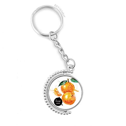 Porte-clés mandarine aquarelle rotatif multicolore 1,2 x 3,5 pouces