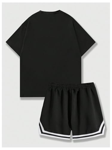 Men's 2 Piece Short Sets Outfits Short Sleeve Graphic Tees and Drawstring Waist Basketball Shorts2