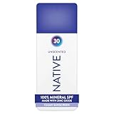 Native Mineral Sunscreen Spray SPF 30, Unscented, with 100% Mineral Zinc Oxide for Face & Body, Hawaii Compliant, Vegan, No White Cast - 7 oz