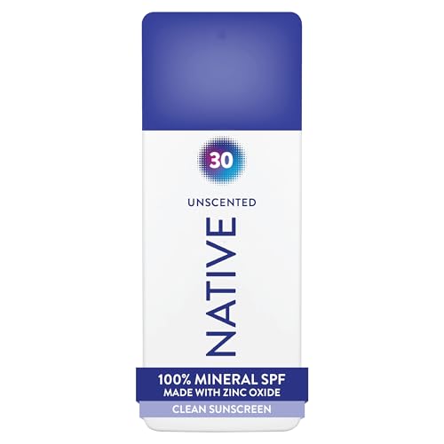 Native Mineral Sunscreen Spray SPF 30 Unscented with 100% Mineral Zinc Oxide for Face & Body Hawaii Compliant Vegan No White Cast - 7 oz