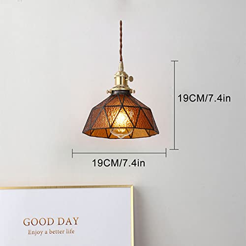 Lámpara de cristal retro con base de cobre para iluminación elegante de comedor 5