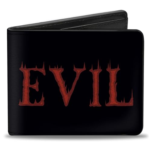 Buckle-Down Men's Wallet, Bifold, Flaming Black Red, Vegan Leather, Evil Quote, 4.0
