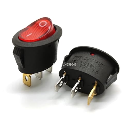 Interrupteur à bascule LED rouge 2 pôles à encastrer pour tableau de commande 25mm - 5