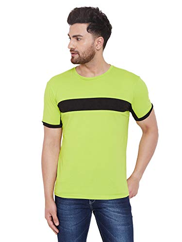 Image of GRITSTONES Half Sleeves Color Block Round Neck T-Shirt for Men -GSHSTSHT2550 P