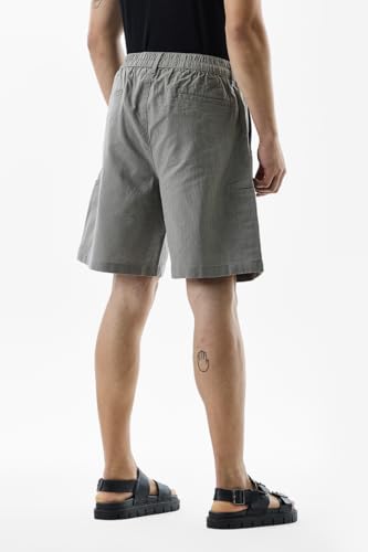 Image of SNITCH Men Casual Shorts | Regular Fit Mid Rise Solid Pattern | 100% Cotton Smooth Texture with Drawstring Closure & Elastic Waistband for Summer & Club Wear