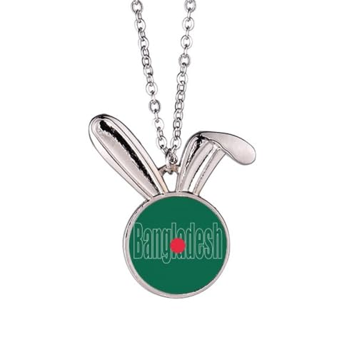Collier drapeau Bangladesh cadeau personnalisé avec prénom lapin pour anniversaire