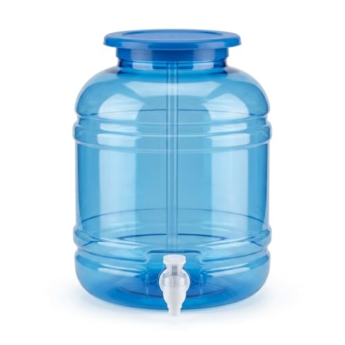 Image of Plastic Water Dispenser 10L for 20 Litre Bottle Jar with Tap | Water Motka | Pani Motka Jar Water Contenar BPA Free Plastic, Blue Pack of 1