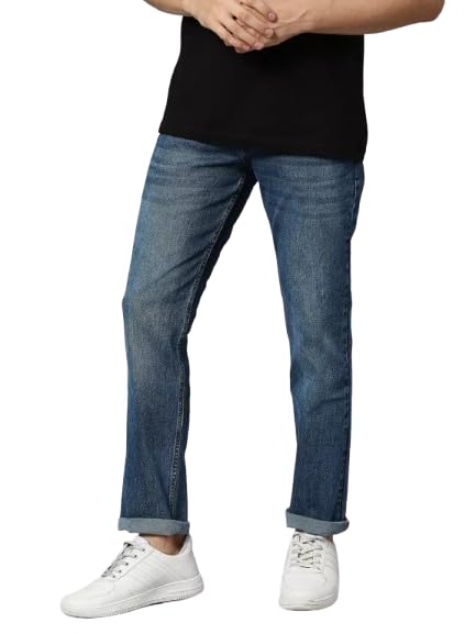 Image of Blue Jeans for Men Regular Fit - Cotton Jeans Pant for Men, Regular Denim Jeans for Boys - Light Fade Jeans for Men