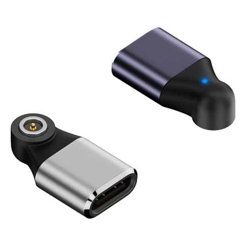 WITRN USB-C Female to Smart Ring Magnetic Charging Adapter, N52 Compatible, with Short-Circuit Protection, LED Indicator (2 Pack)