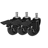 Bürostuhl Rollen 3er-/5er-Pack Bürostuhlrollen, Hochleistungsräder 3 Zoll, passend for alle Böden, gängige Standardstangengröße mit Bremsen(3pcs 10mm,3in)