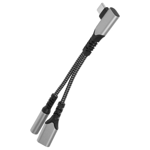 TEHAUX Adaptador USB y Auriculares con Diseño Ángulo Carga Rápida para Dispositivos Type-c Cable Auxiliar Compatible para Escuchar Música y Llamadas Color Gunmetal Elegante