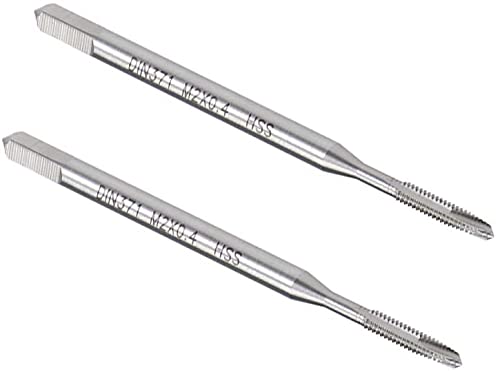 XYWHPGV M2 x 0.4 Spiral Point Tap, Ground Thread H2, High Speed Steel 6542 Uncoated (Glossy) Round Shank Square Shank DIN371/376 (2 Pieces) (6b7ec 0786f a984e 600df 3be4