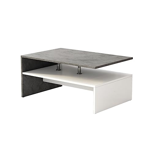 Oskar Store Vicco Table Basse Mike, Béton, 90x60cm, Convient pour Le Rangement des Magazines et des télécommandes