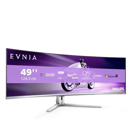 Philips Evnia 49M2C8900AM - 49 Zoll DQHD OLED Curved Gaming Monitor, 240 Hertz, 0,03ms GtG, HDR400, Ambiglow (5120x1440, HDMI 2.1, DisplayPort 1.4, USB-C, USB Hub) Weiss