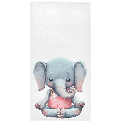 Vdsrup Cute Yoga Elephant Hand Towels Baby Elephants Animal Towel Soft Kitchen Tea Towels Dish Washcloths Thin Guest Face Towel Portable Bath Decorations Housewarming Gifts 16 X 30 in