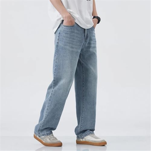 Men's Elastic Denim Jeans, 2025, Soft Loose Wide Pants, Casual Streetwear, Elastic Waist4