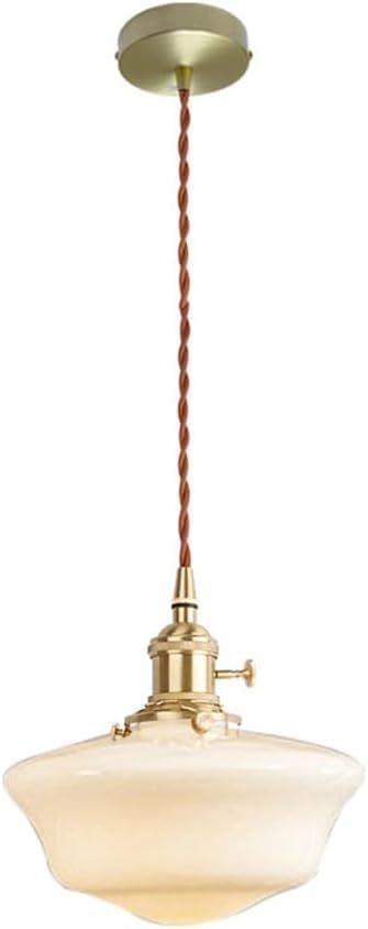 Lampe suspendue laiton E27 en verre réglable pour chambre