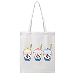 [WDAQGEM] トートバッグ 3種類のかき氷 キャンバス ショルダーバッグ レディース 肩掛け 手提げ エコバッグ おしゃれ