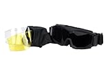 Lancer Tactical CA-223B Vented Safety Airsoft Goggles w/ Interchangeable Multi Lens Kit (Black), Includes Smoked, Clear, & Yellow Lens