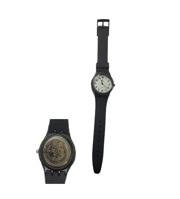 Montre noire pour détenu unisex 35 mm avec bracelet long de 23,5 cm