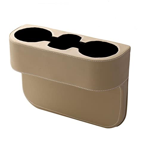 Lnvocn Car Cup Holder Expander, Car Seat Gap Filler Organizer, Car Seat Organizer Front Gap Filler, Car Accessories In Between Seats With 4Pcs Car Headrest Hooks 2 Cup Coasters (Beige) #TOP1