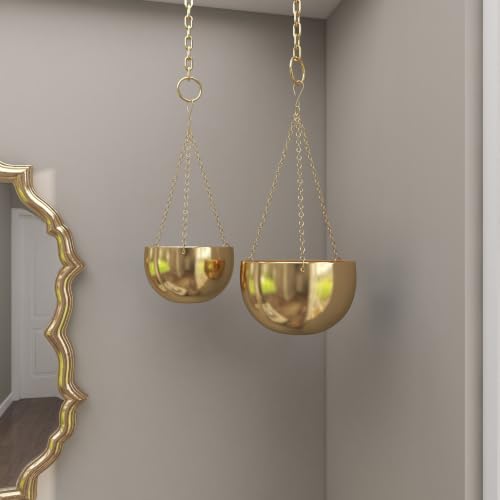 deco 79 Metal Wall Planter, Set of 2 Planter 5", 6" H, Gold by deco 79 - Used condition - Image 7