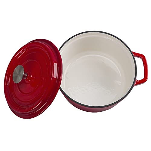 Ollakok Enameled Cast Iron Dutch Oven With Lid Enameled Cast Iron Skillet With Dual Handles Cast Iron Casserole Braiser Heavy Duty Pot For Family (Red, 2.5 Quart) #TOP27