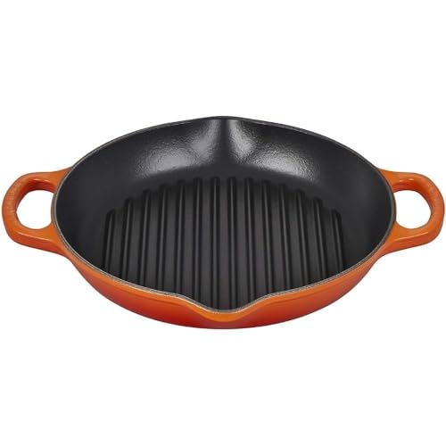 LE CREUSET Signature Hohe runde Grillpfanne aus Gusseisen, für alle Herdarten und Backöfen, 25 cm, Ofenrot, 20208250900422 LE CREUSET Signature Hohe runde Grillpfanne aus Gusseisen, für alle Herdarten und Backöfen, 25 cm, Ofenrot, 20208250900422