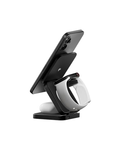 Image of DailyObjects Surge Foldaway 3-in-1 Qi2-Certified Magsafe-Compatible Wireless Charger | Compatible with iPhone 12 and Above & All Qi Enabled Phones, Earbuds, Smartwatches | Fast Charging