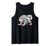 Funny Black Aggressive Wolf Red Eyes Werewolf Tank Top, Men, Black, Large