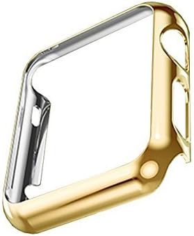 HONEST KIN Protective Case Compatible for Apple Watch 38 mm Series 1 Thin Plated Plastic Case with Built in Screen Protector Glass for iWatch/Sport/Edition/Nike+ 2015 - Gold