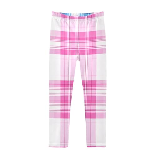 Checkered Pink Girls Leggings,Workout Leggings for Girls Toddler Athletic Legging Size for 3-10T