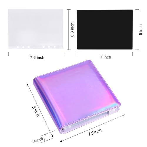 Image of 26pcs Magnetic Sheets and Storage Bags for Stamps and Dies Storage with Shinny Album Pocket, Die Cut Storage Set for Storage Die Cutting,DIY Scrapbooking,Card Making Supplies (Bright- Purple)