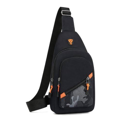 CavspkArt Brusttasche Umhängetasche Herren Schwarz, Wasserdichte Sling Bag