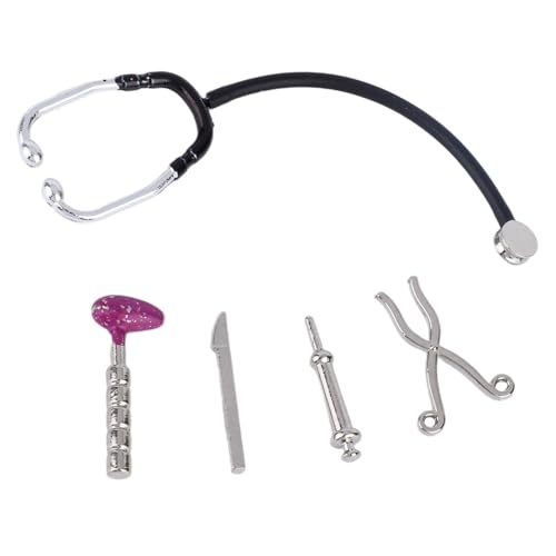 lasuroa 5uds Mini Estetoscopios para Casa Muñecas, Accesorios en Miniatura Escenas de Hospital Kit de Simulación Médico Realista para Decoración Juguetes en Miniatura
