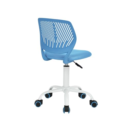 FurnitureR Sillas giratorias de Comedor, 1 Silla de Cocina, Silla Acolchada, Silla giratoria, cómoda Silla con Ruedas, Respaldo, Silla sin Brazos para Comedor, Sala de Estar, Azul M