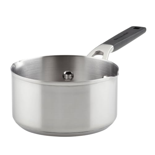 KitchenAid Stainless Steel Saucepan with Pour Spouts 1-Quart Induction