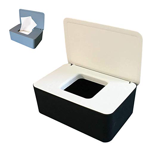 Preisvergleich Produktbild Yisscen Feuchttücher-Box Spender Tücherbox Feuchttücher Spender, Baby Feuchttücherbox Spenderhalter mit Deckel für Zuhause und Büro (Schwarz)